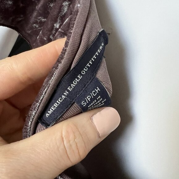 American Eagle Size Small Off Shoulder Crushed Velvet Fit & Flare Mini Dress - Picture 3 of 8